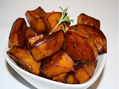 Cranberry-Pear White Balsamic Glazed Butternut Squash with Rosemary