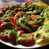 Heirloom Tomatoes with Spicy Cilantro-Mission Pesto