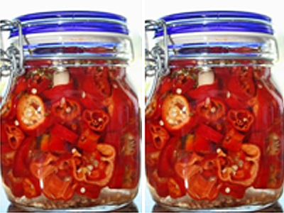 Spicy Sweet Italian Peppers Pickled in Oregano White Balsamic
