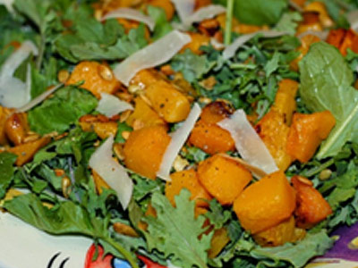 Organic Kale, Quinoa, and Roasted Butternut Squash Salad with Toasted Pumpkin Seeds