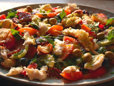 Panzanella Salad with Mozzarella Fresca