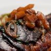 Maple-Balsamic Glazed Pork Chops with Thyme Poached Quince