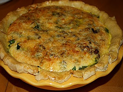 Bacon Cheddar Spinach Quiche with EVOO Crust