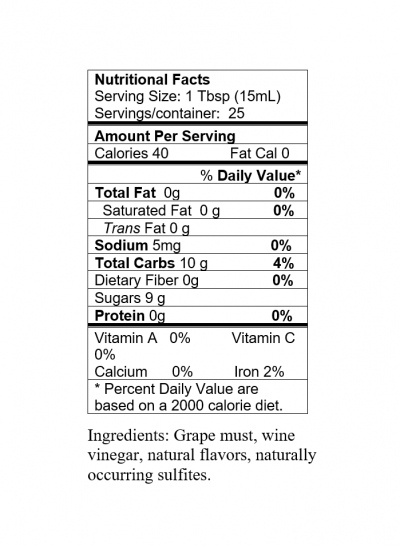 dark balsamic vinegar nutrition facts and ingredients