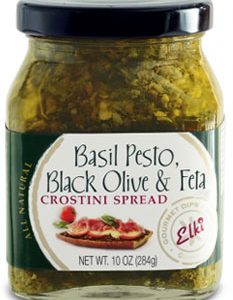 Basil Pesto, Black Olive & Feta Crostini Spread