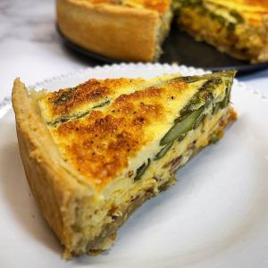 asparagus and gruyere quiche with leek olive oil
